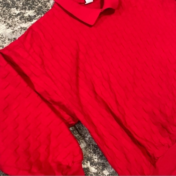 Vintage Textured‎ Basketweave Long Sleeve Collar Shirt Red Size Small Cotton - Picture 9 of 10
